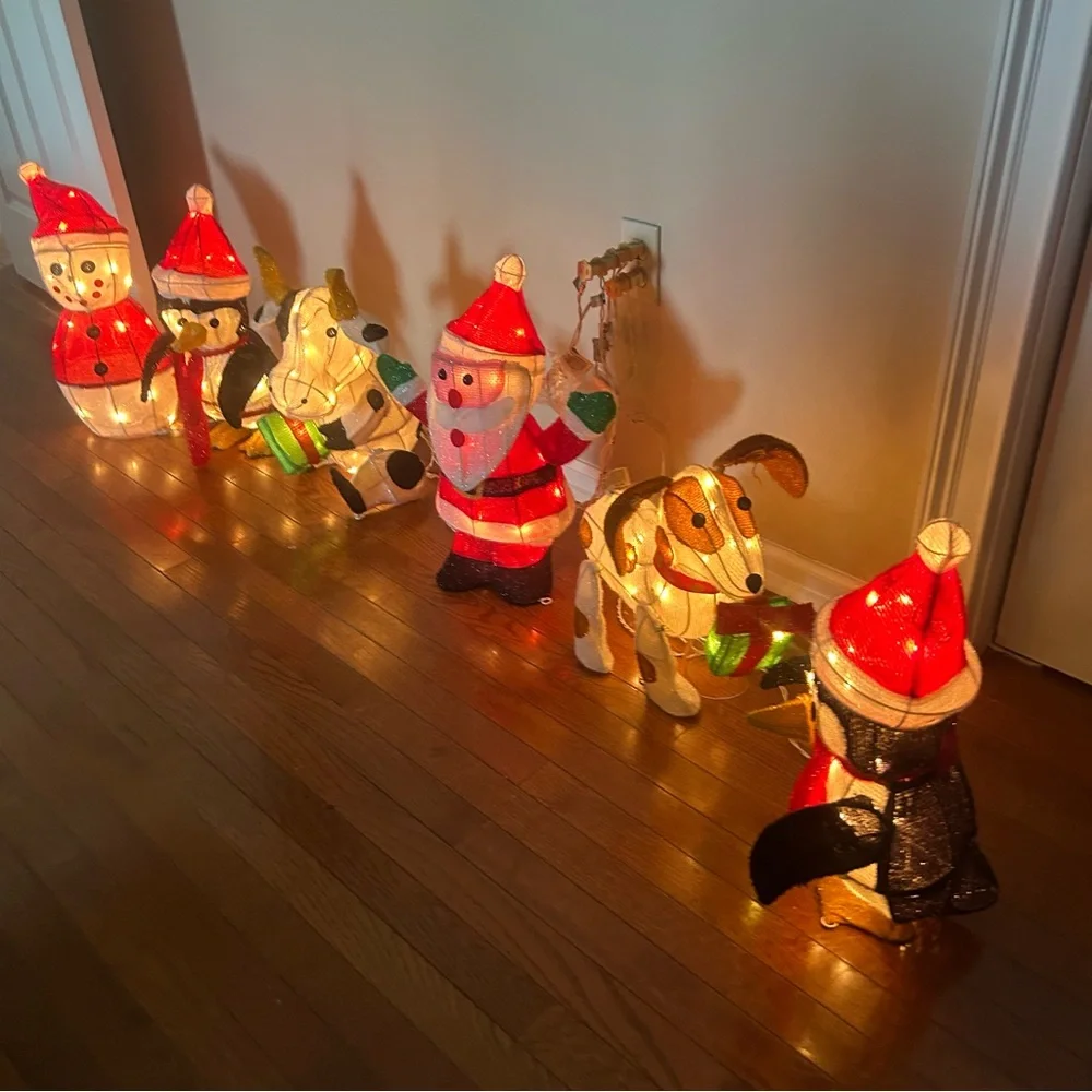 Vintage 20” Christmas Light Up Decor All 6 Characters Cow Dog Santa Penguin +